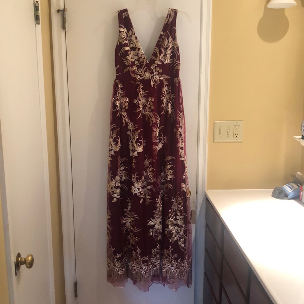 Cabernet Embroidery Maxi Dress